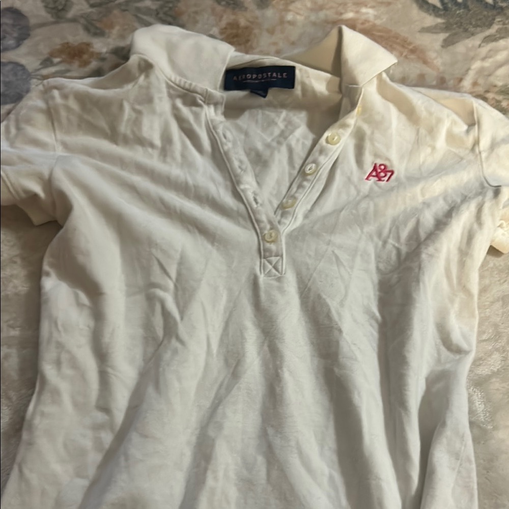 Aeropostale Ivory Polo with Pink Logo